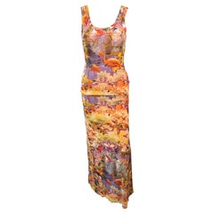 Jean Paul Gaultier Soleil Tropical Flamingo Top & Skirt Ensemble 2 Piece Set