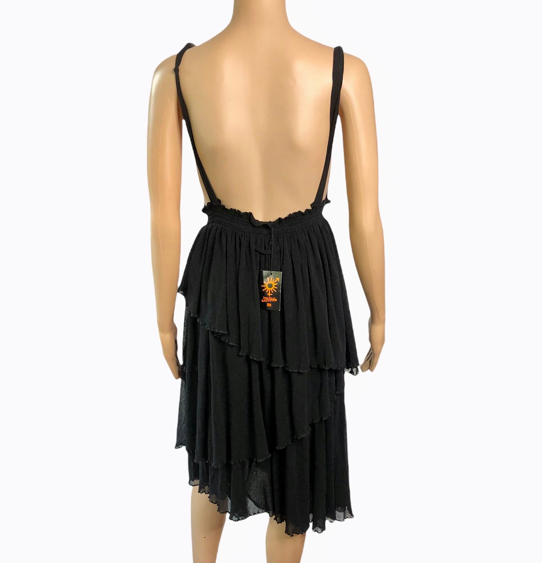 Jean Paul Gaultier Soleil Unworn Backless Semi Sheer Mesh Black Dress Size S