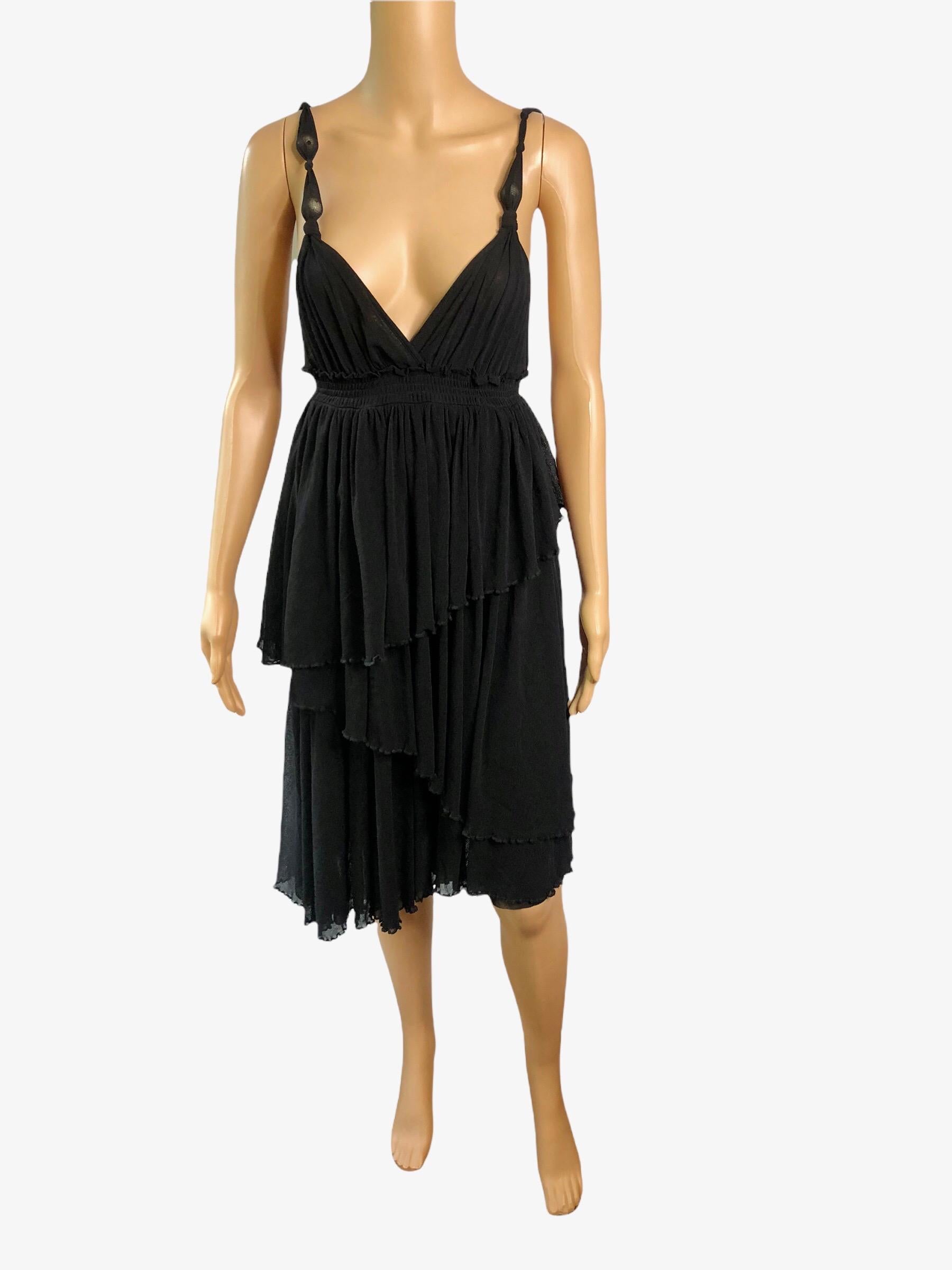 Noir Robe noire Jean Paul Gaultier Soleil non portée dos nu en maille semi-transparente en vente