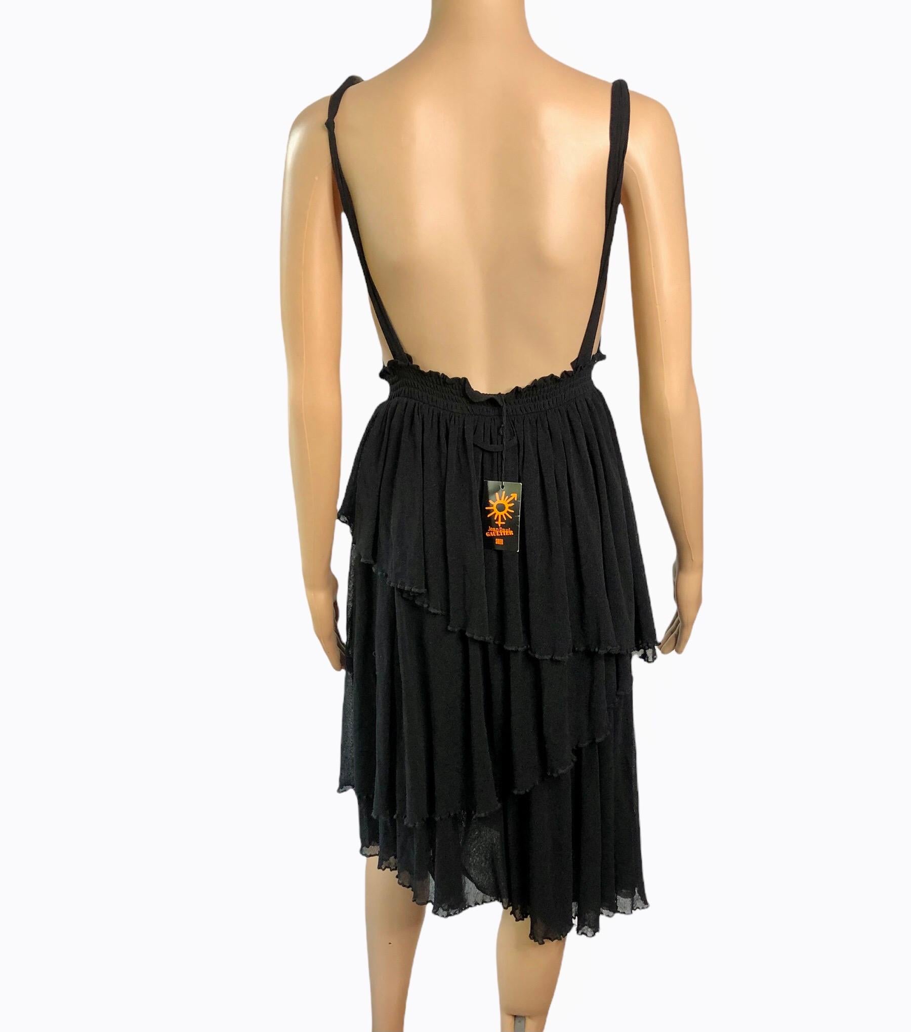 Jean Paul Gaultier Soleil Unworn Backless Semi Sheer Mesh Black Dress For Sale 1