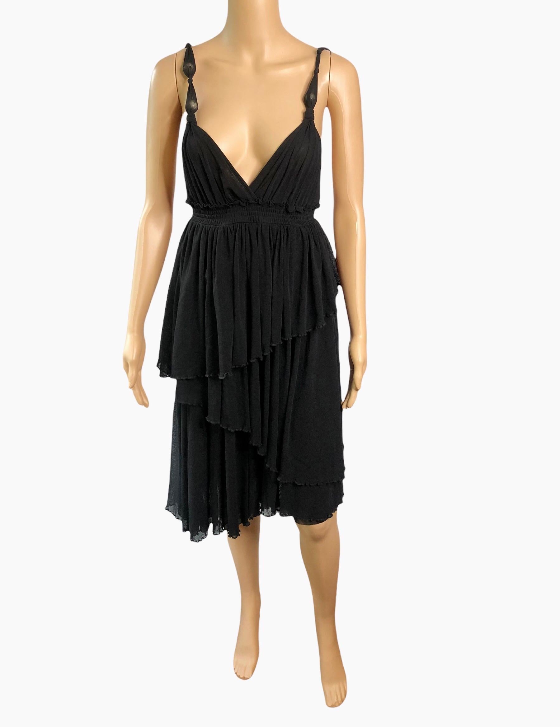 Robe noire Jean Paul Gaultier Soleil non portée dos nu en maille semi-transparente en vente 1