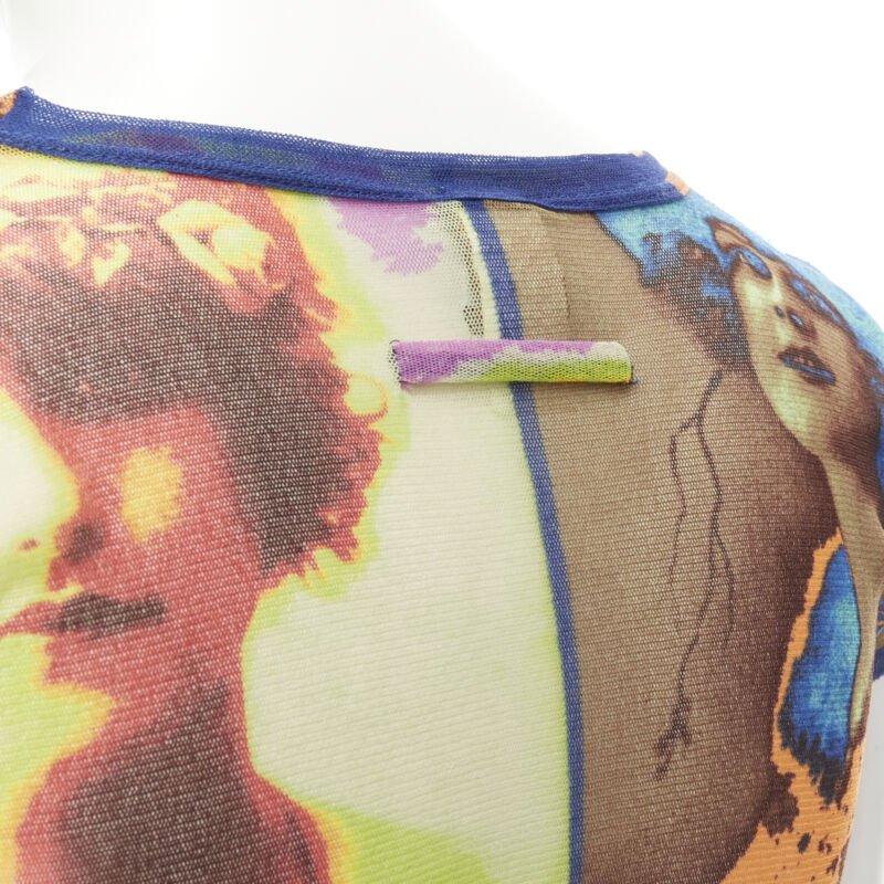 JEAN PAUL GAULTIER Soleil Vintage 2002 Portaits print sheer wrap tie top shirt M 3