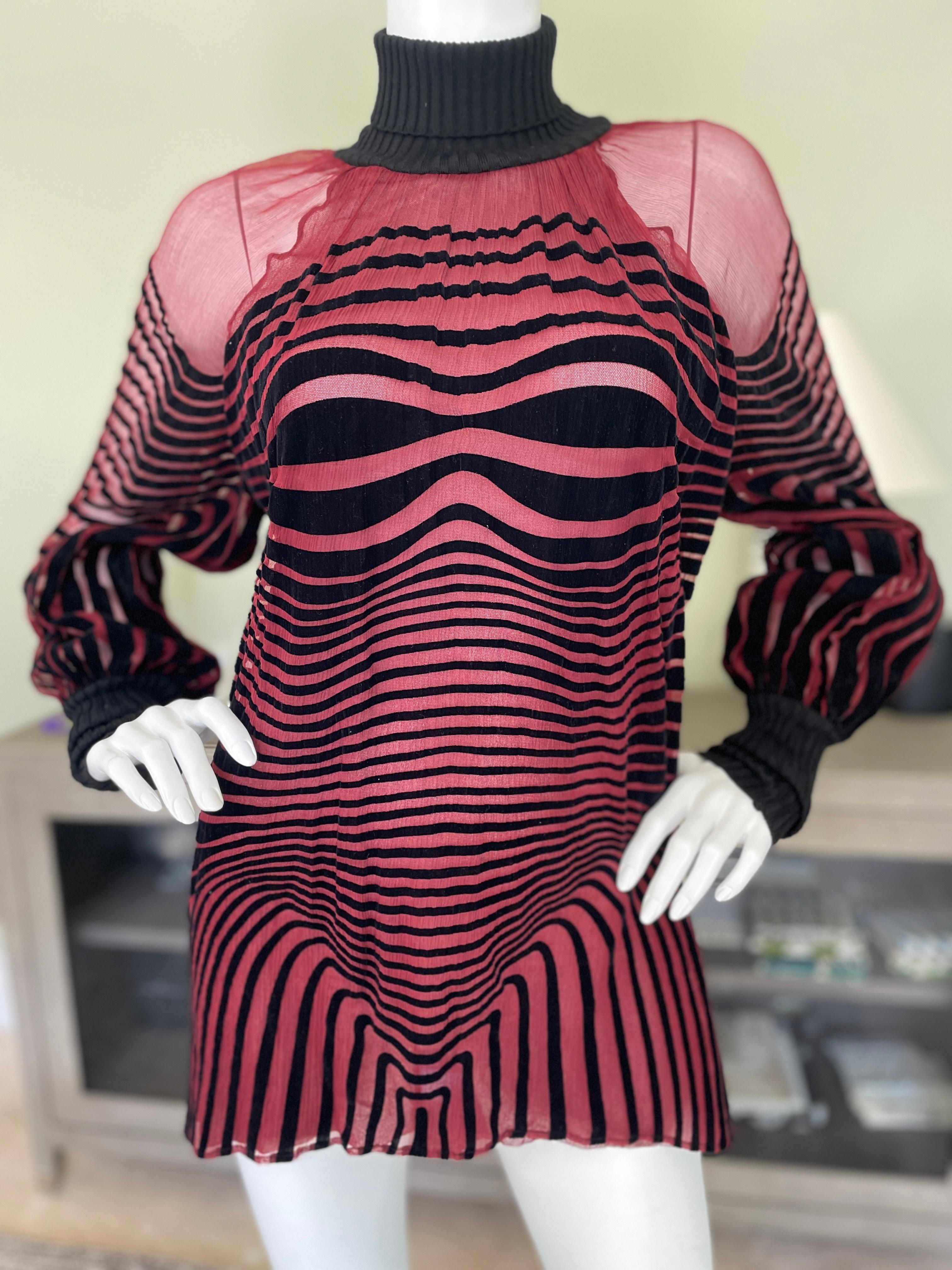 Jean Paul Gaultier 1990's Sheer Silk Op Art Stripe 
