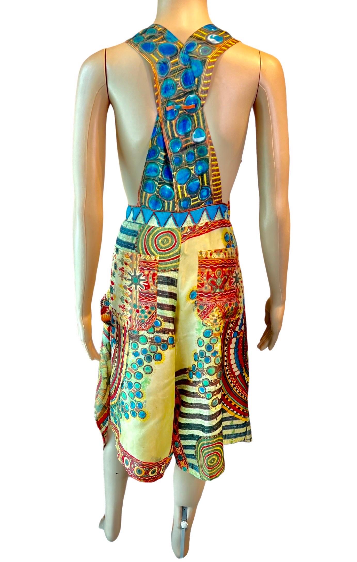 Jean Paul Gaultier Soleil Vintage African Beads Print Wrap Jumpsuit Romper Size M