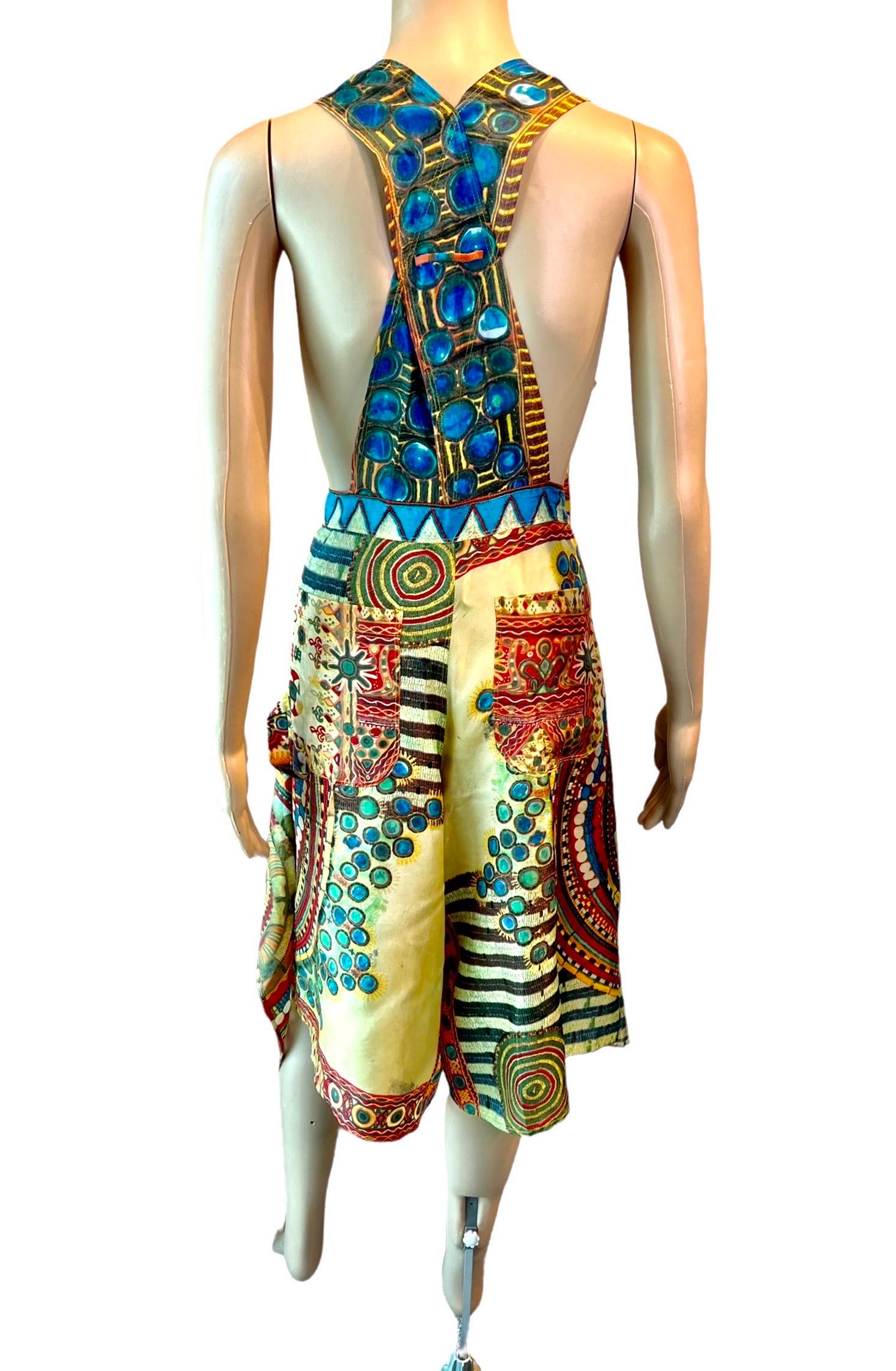 Combinaison-pantalon cache-cœur vintage Jean Paul Gaultier Soleil imprimé perles africaines  Unisexe en vente