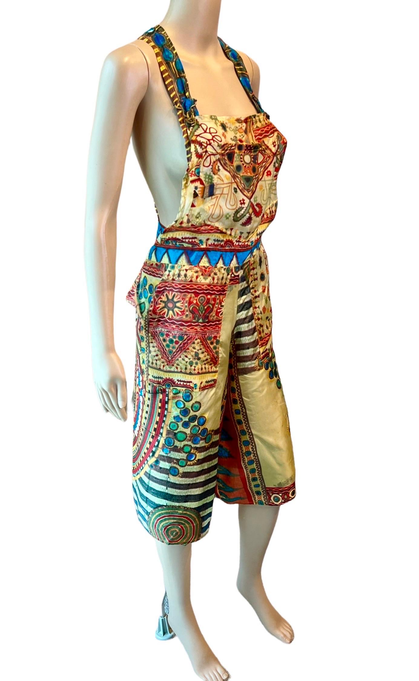 Women's or Men's Jean Paul Gaultier Soleil Vintage African Beads Print Wrap Jumpsuit Romper  For Sale