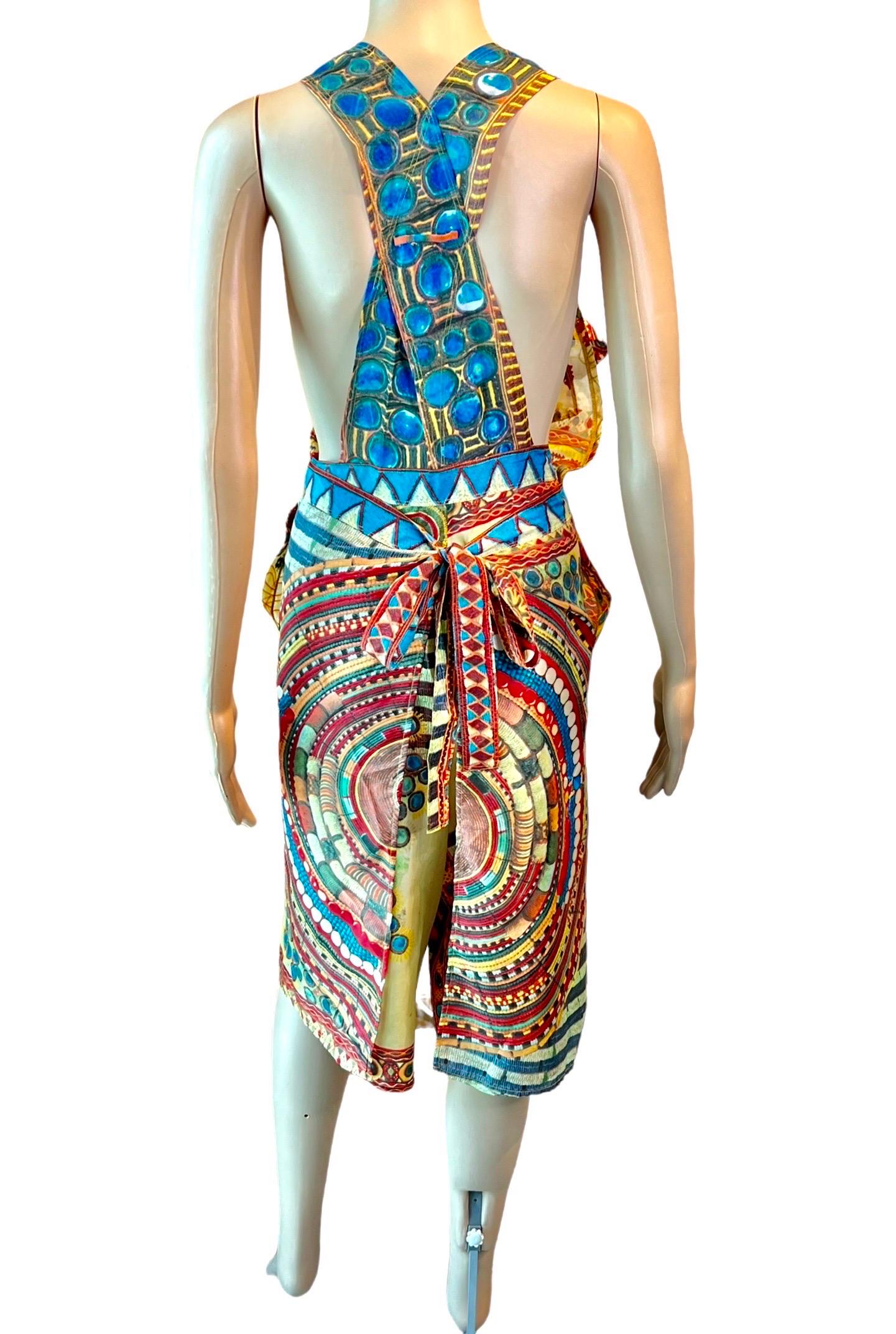 Jean Paul Gaultier Soleil Vintage African Beads Print Wrap Jumpsuit Romper  For Sale 3