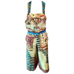 Jean Paul Gaultier Soleil Vintage African Beads Print Wrap Jumpsuit Romper