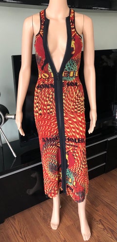 Jean Paul Gaultier Soleil Vintage Amour au Soleil Bodycon Mesh Maxi Dress