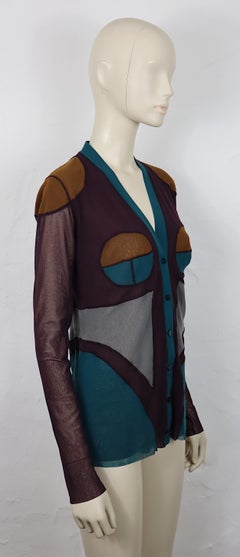 JEAN PAUL GAULTIER Soleil Vintage Body Contour Fuzzi Mesh Cardigan Size L