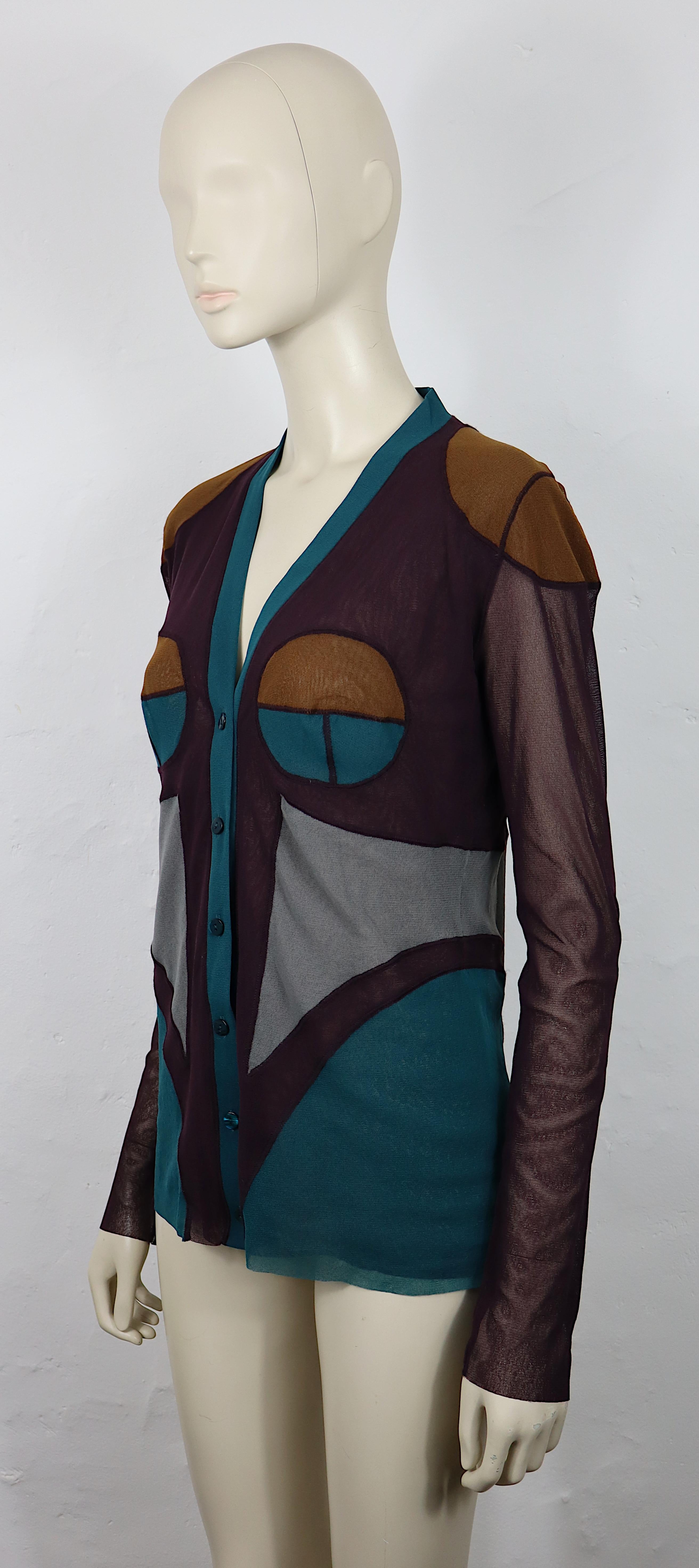 JEAN PAUL GAULTIER Soleil Vintage Body Contour Fuzzi Mesh Cardigan Taglia L. In condizioni buone in vendita a Nice, FR