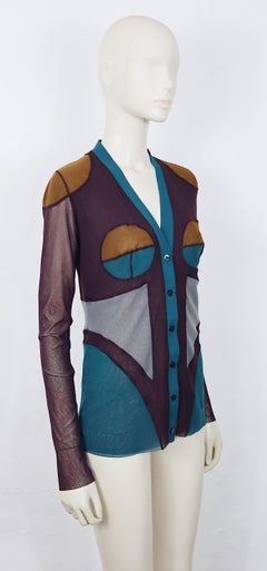 JEAN PAUL GAULTIER Cardigan Soleil Vintage Body Contour in rete Fuzzi, taglia M