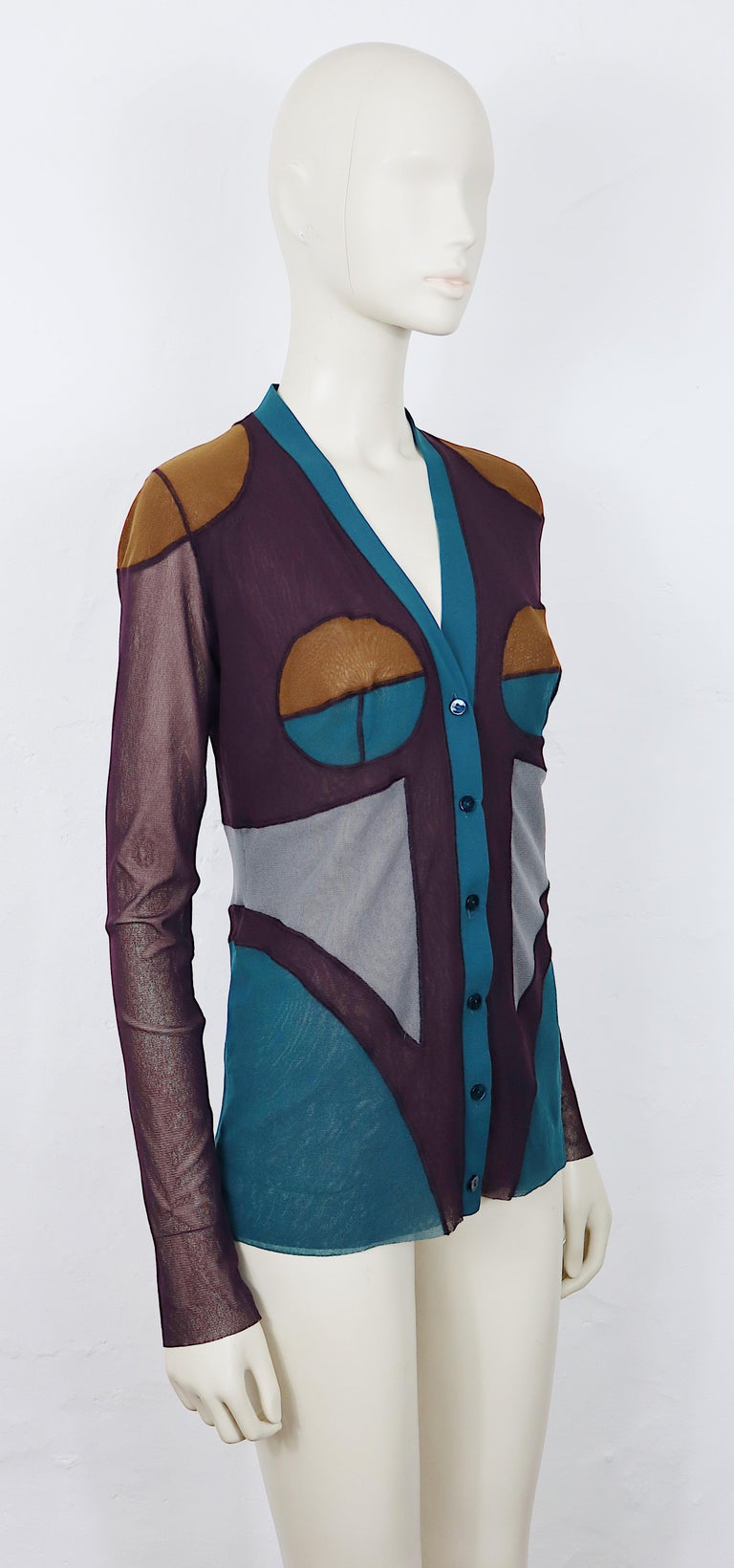 JEAN PAUL GAULTIER Soleil Vintage Body Contour Fuzzi Mesh Cardigan