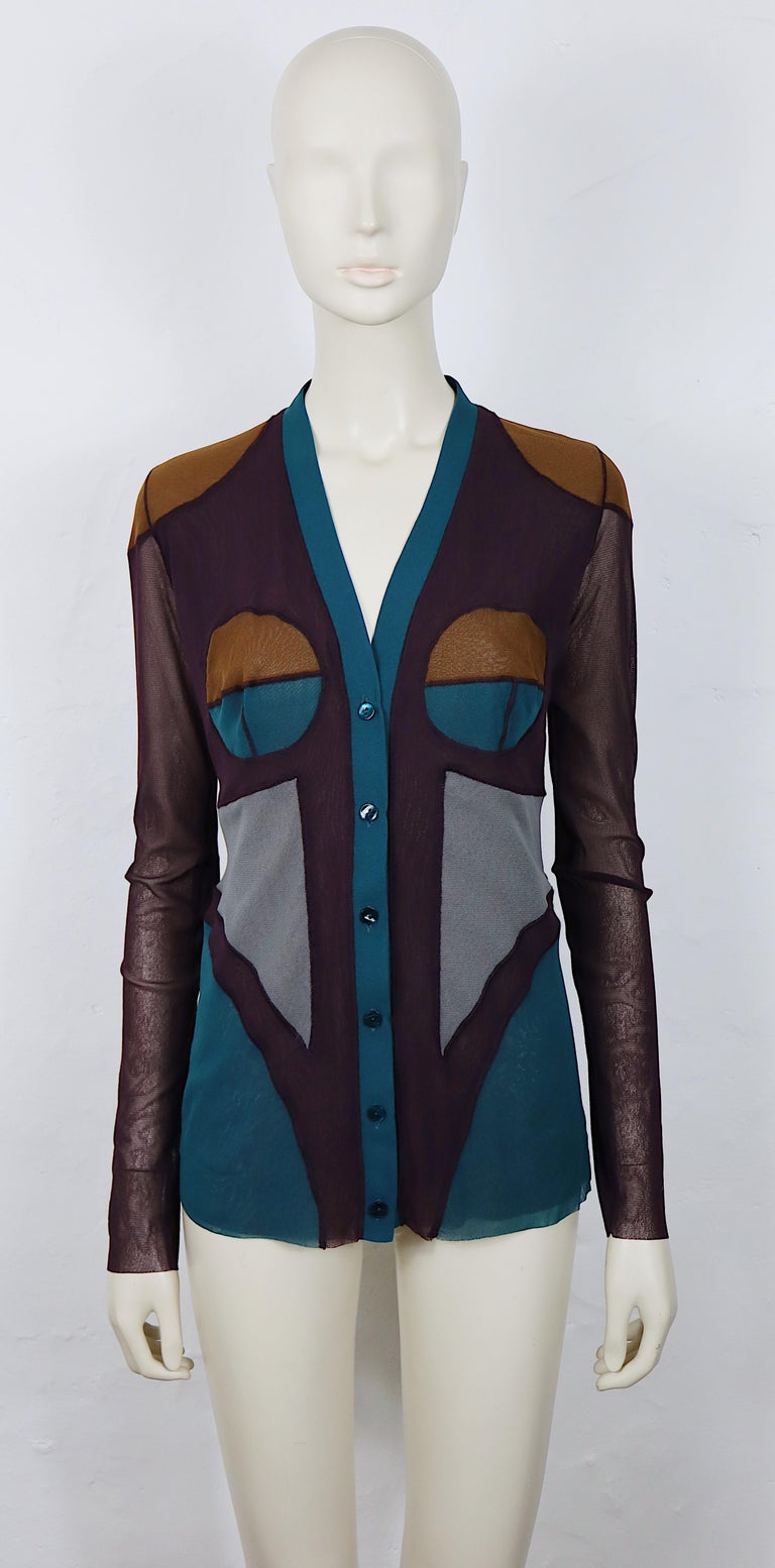 JEAN PAUL GAULTIER Soleil Vintage Body Contour Fuzzi Mesh Cardigan