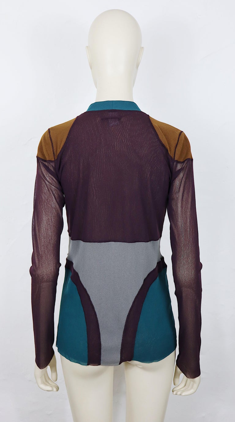 JEAN PAUL GAULTIER Soleil Vintage Body Contour Fuzzi Mesh Cardigan