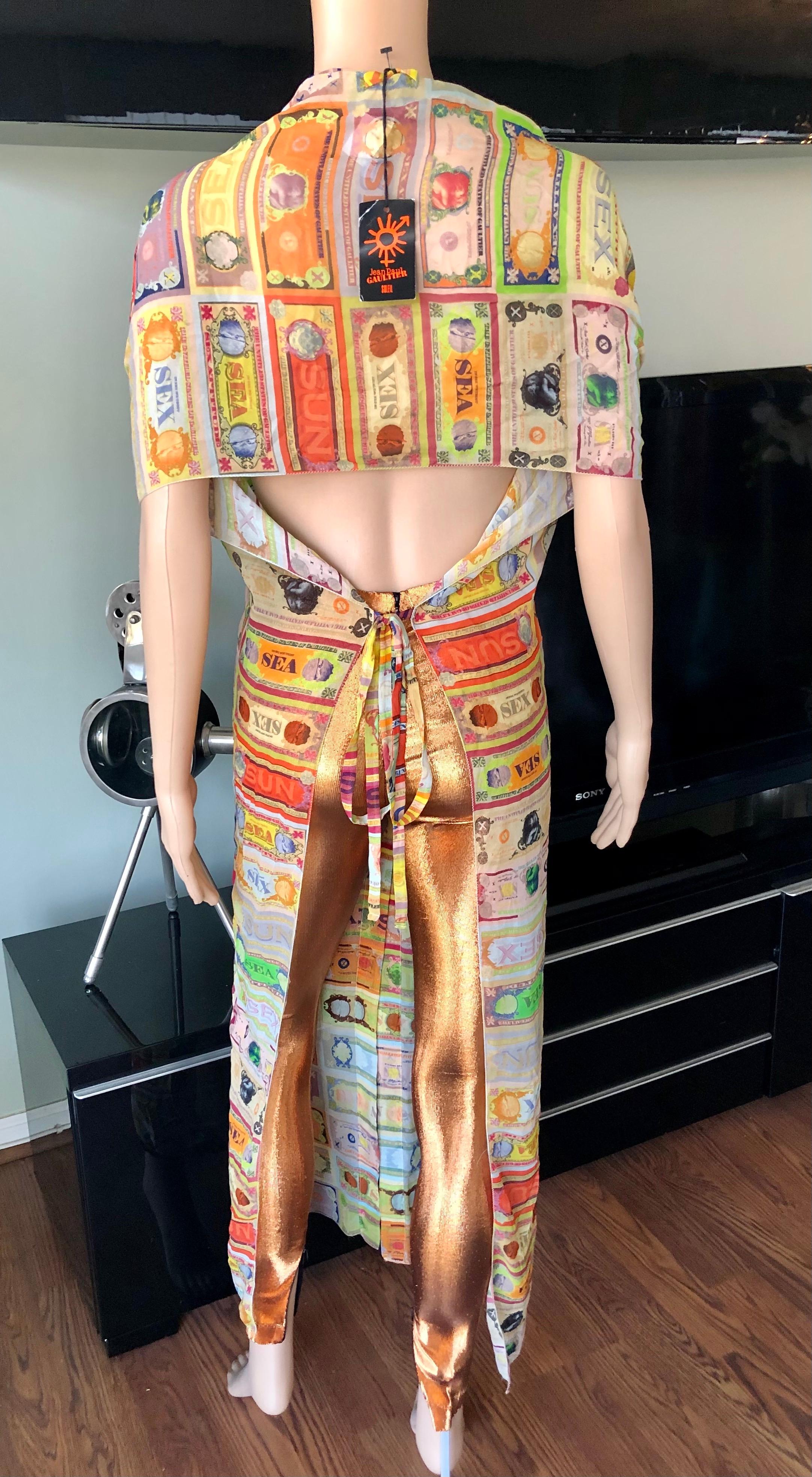 Jean Paul Gaultier Soleil Vintage Currency Money Print Backless Maxi Dress Size M

New with tags