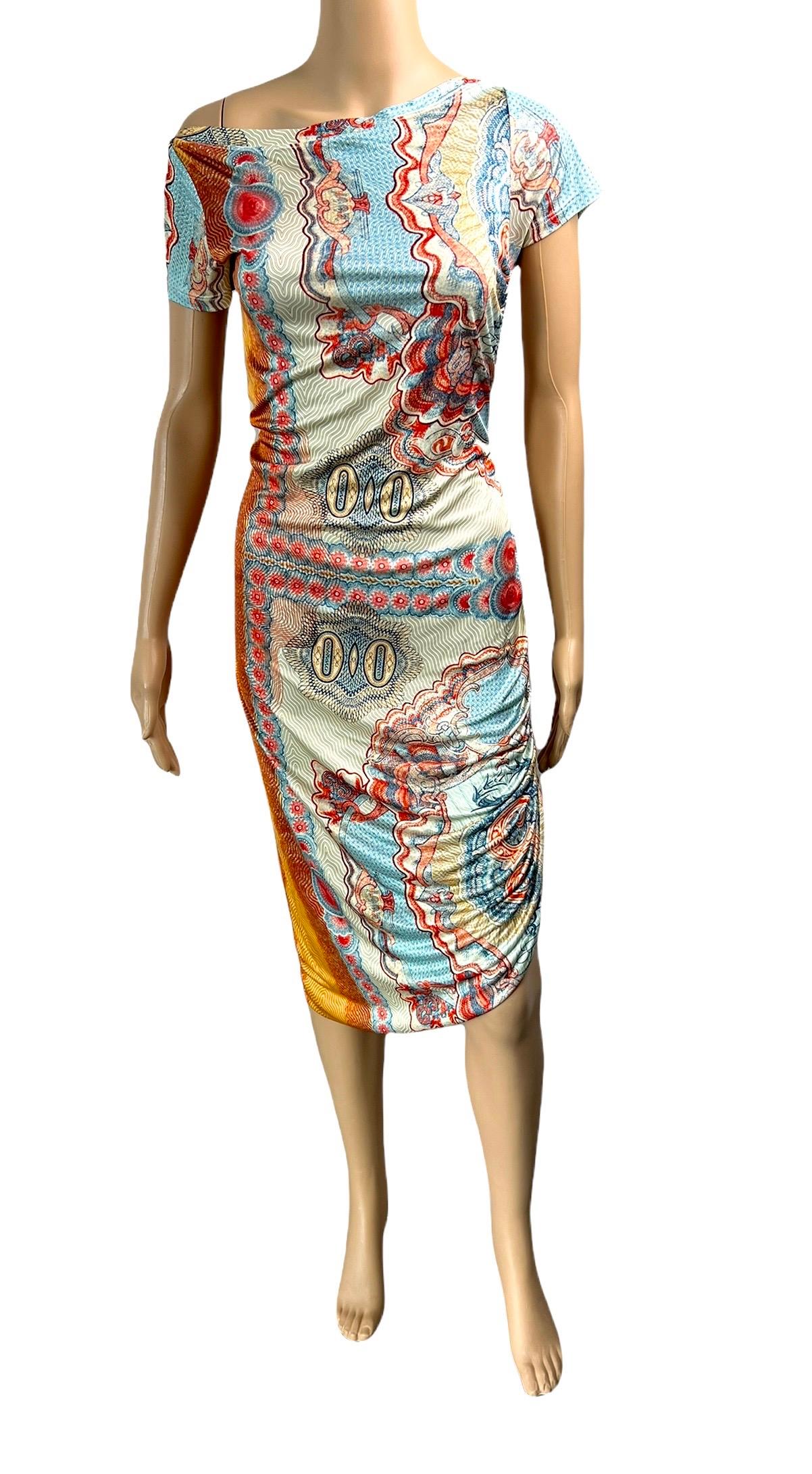 Jean Paul Gaultier Soleil Vintage Currency Money Print Midi Dress Size S