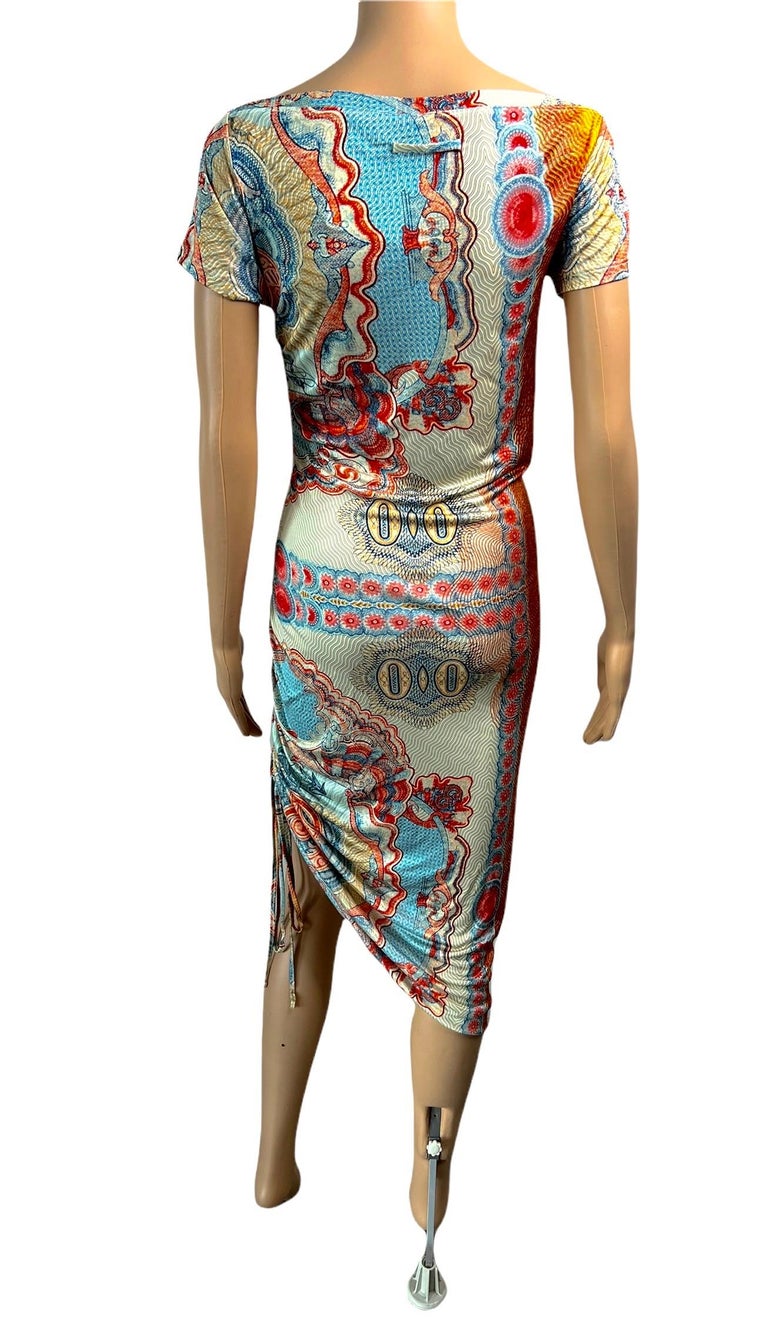 Jean Paul Gaultier Soleil Vintage Currency Money Print Midi Dress For