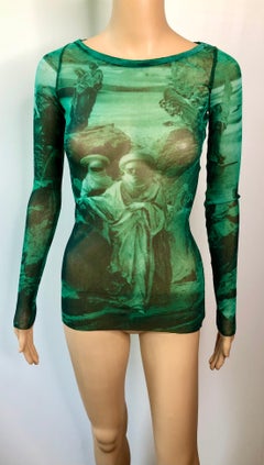 Jean Paul Gaultier Soleil Vintage Desert People Nomad Print Sheer Mesh Top