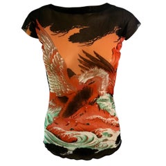 Jean Paul Gaultier Soleil Vintage Adlerdruck halbdurchsichtiges Mesh-Top