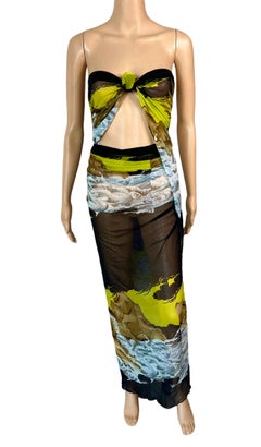 Jean Paul Gaultier Soleil Vintage Eagle Tattoo Print Mesh Wrap Dress Scarf Pareo