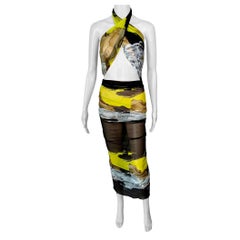 Jean Paul Gaultier Soleil Vintage Eagle Tattoo Print Mesh Wrap Dress Scarf Pareo