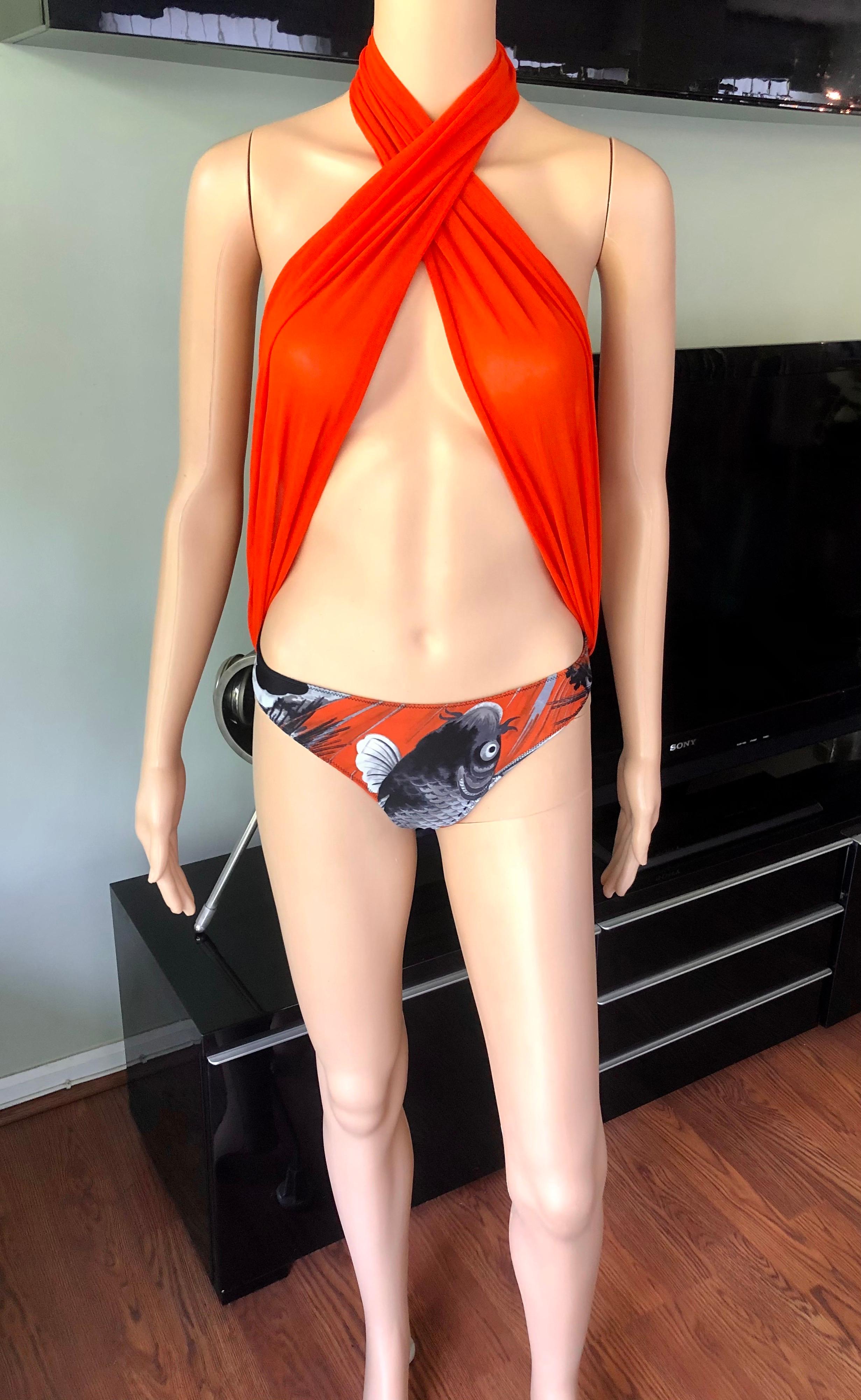 Jean Paul Gaultier Soleil Vintage Japanese Koi Fish Bikini Swimwear Swimsuit 2 Piece Set  IT 40

Condition is like new, no visible signs of wear.
