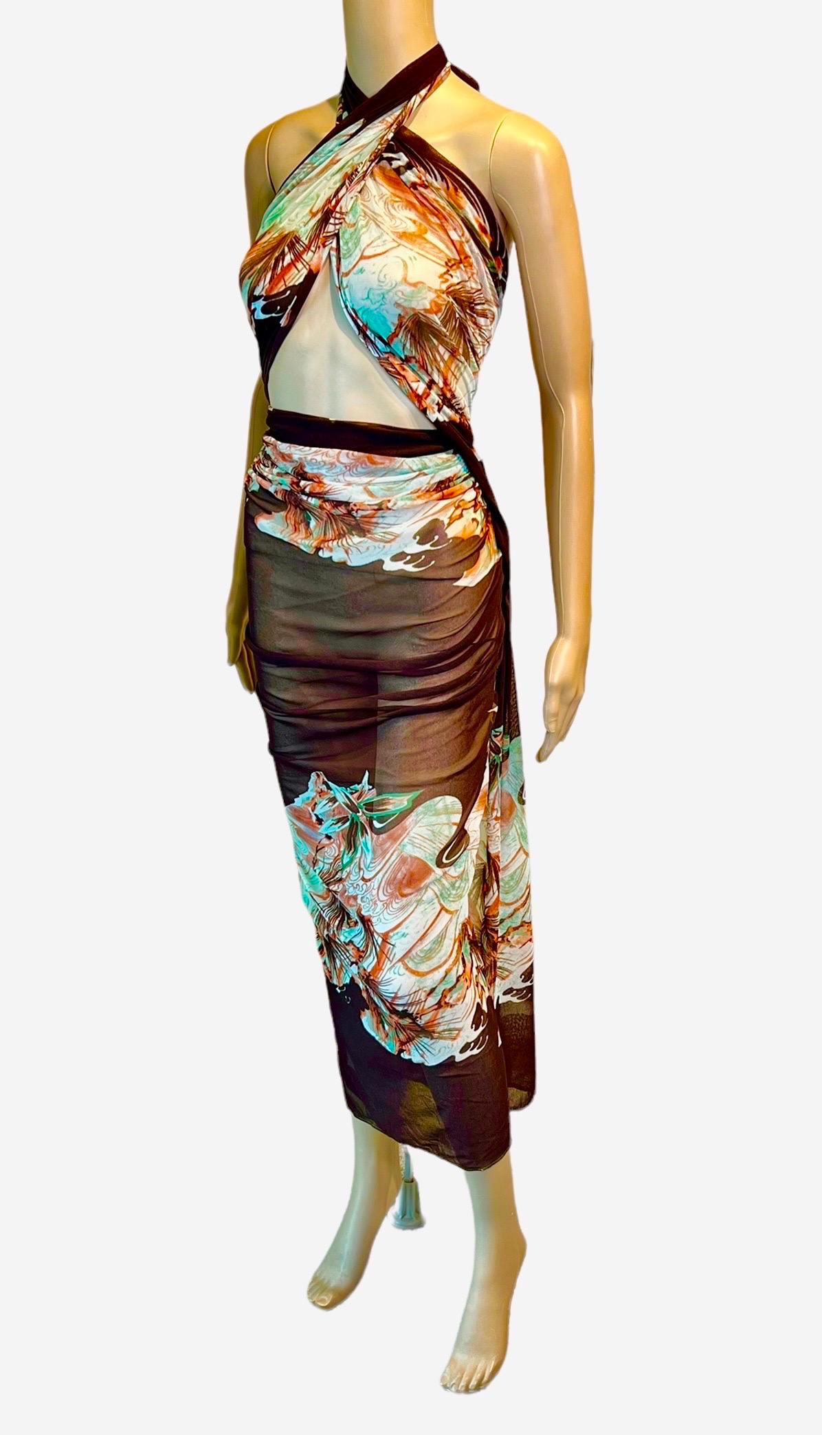 Jean Paul Gaultier Soleil Vintage Koi Fish Tattoo Print Mesh Wrap Dress Scarf Pareo

Please note this pareo is very versatile and can be styled multiple ways based on preference as seen in photos.

