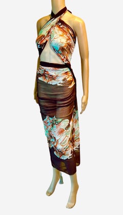 Jean Paul Gaultier Soleil Vintage Koi Fish Tattoo Mesh Wrap Dress Scarf Pareo