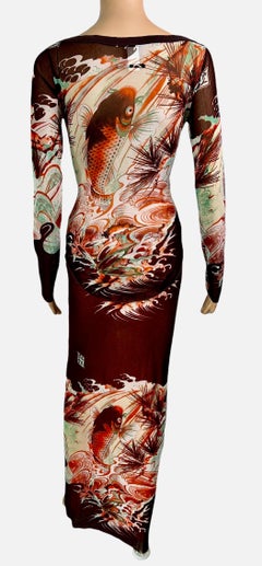 Jean Paul Gaultier Soleil Vintage Top & Rock mit Koi-Fisch- Tattoo-Druck, 2-teiliges Set
