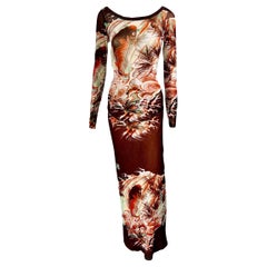 Jean Paul Gaultier Soleil Vintage Koi Fish Tattoo Print Top & Skirt 2 Piece Set