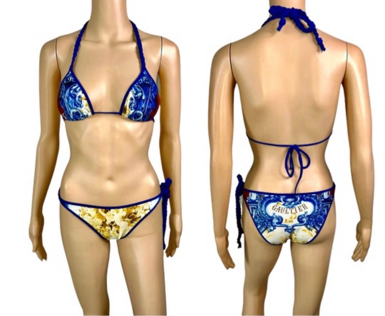 Jean Paul Gaultier Soleil S/S 2008 Vintage Logo Bikini Swimwear Swimsuit In Excellent Condition In Naples, FL