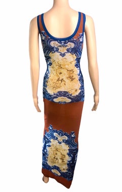 Jean Paul Gaultier Soleil S/S 2008 Vintage Logo Mesh Bodycon Maxi Dress