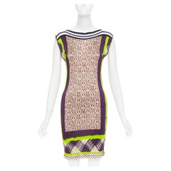 JEAN PAUL GAULTIER Soleil Vintage neon purple ethnic scarf print mini dress XS
