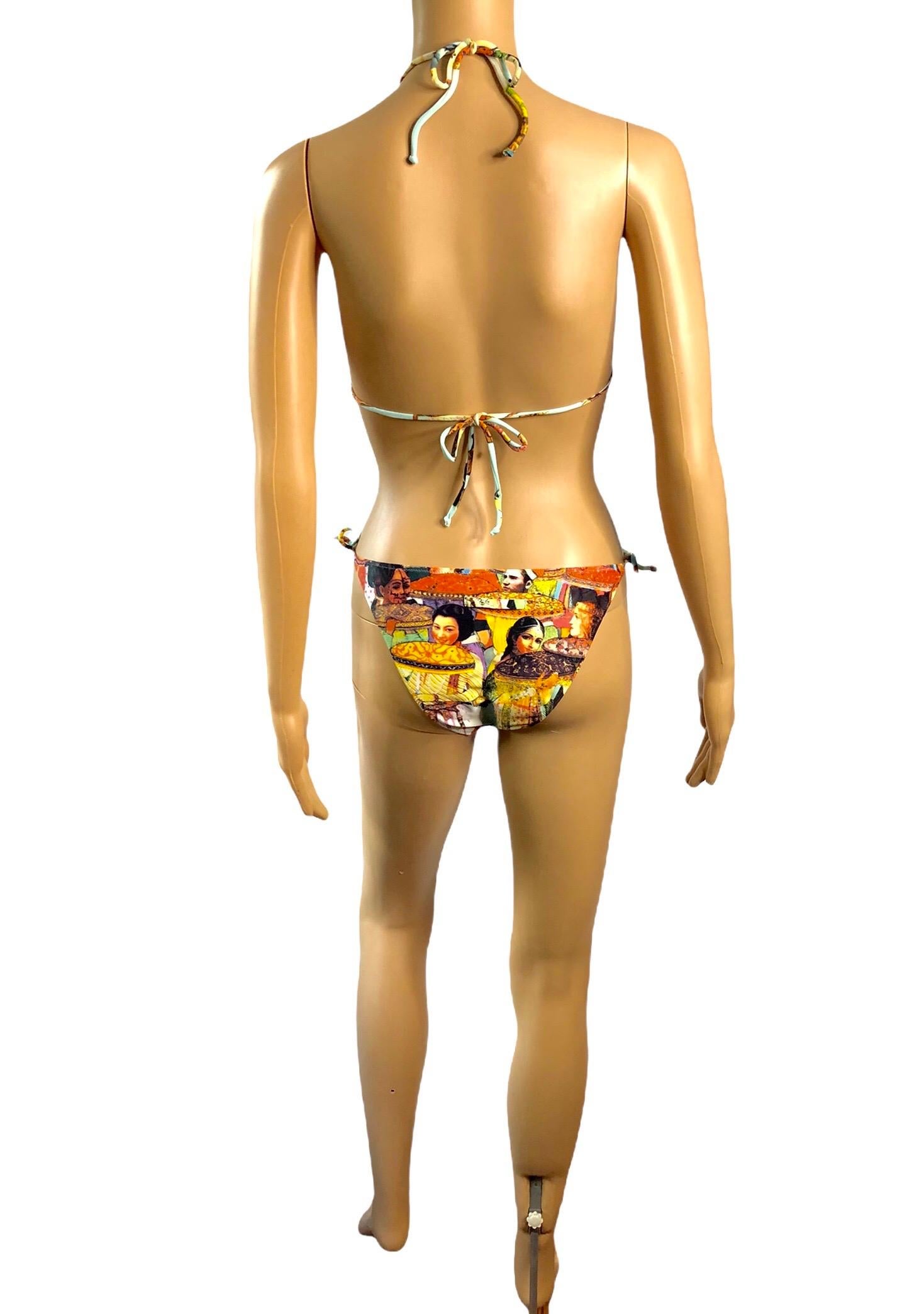 Beige Jean Paul Gaultier Soleil Vintage People Bikini Swimwear Swimsuit 2 Piece Set