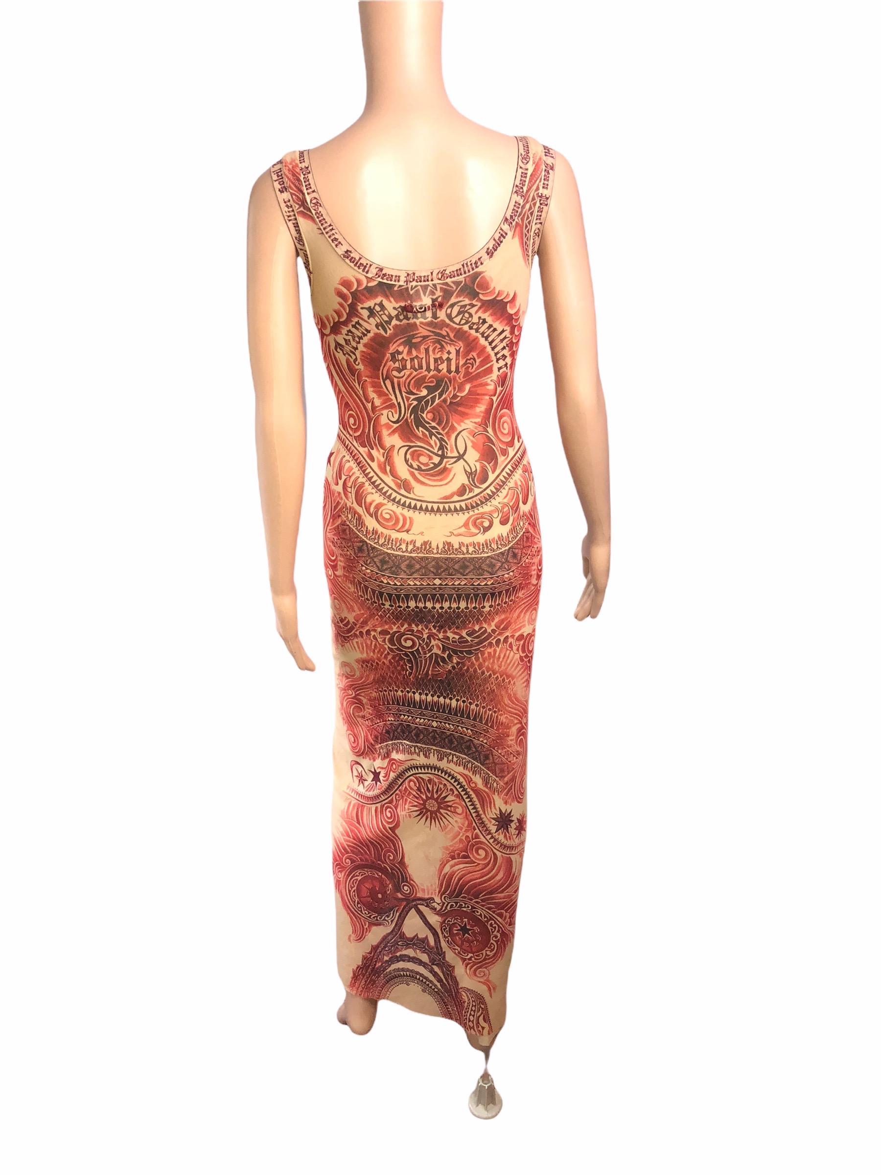 Jean Paul Gaultier Soleil Vintage Tattoo Bodycon Mesh Bolero Dress 2 Piece Set For Sale 4