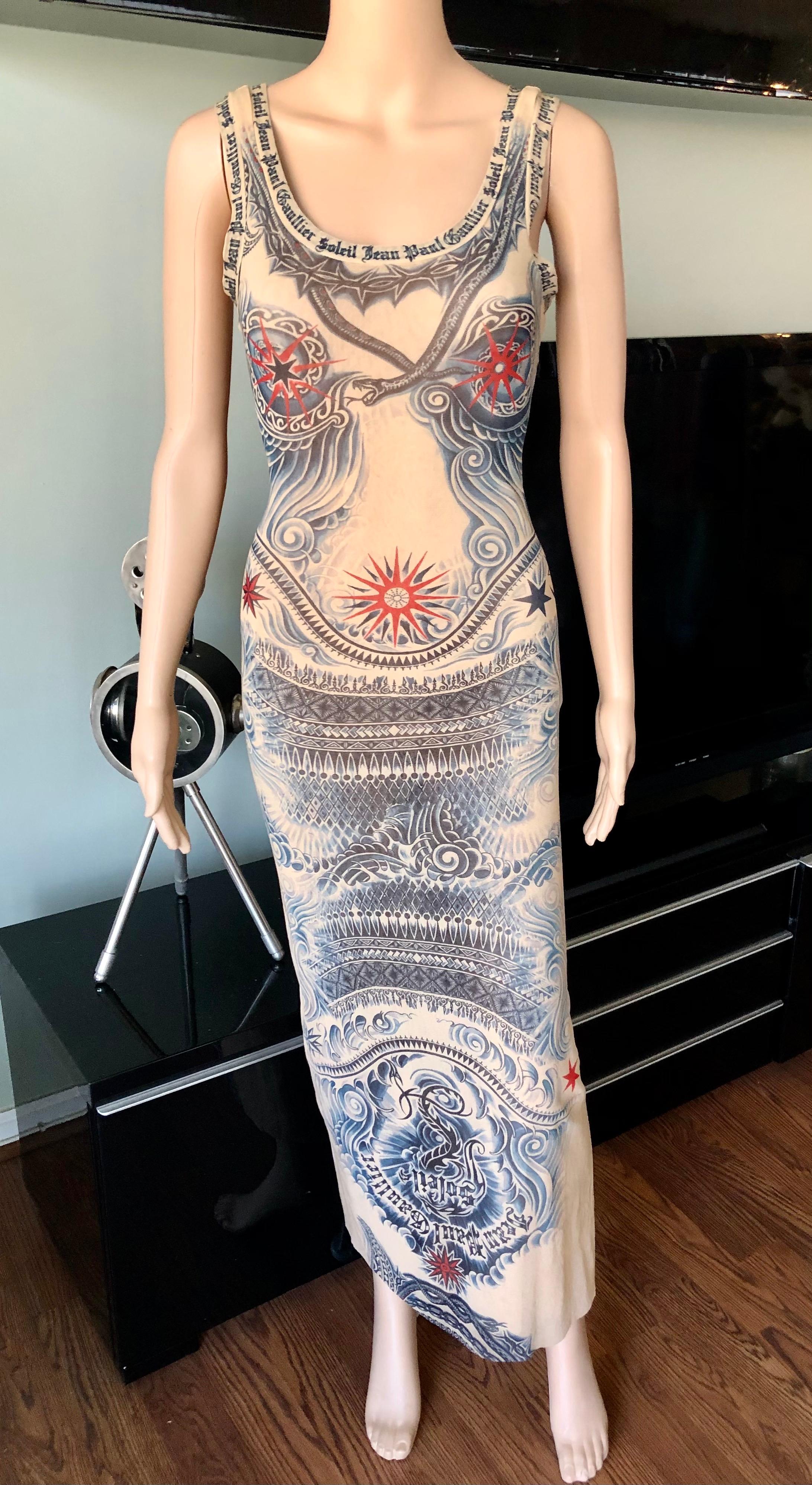 Jean Paul Gaultier Soleil Vintage Tattoo Bodycon Mesh Bolero Dress 2 Piece Set 4