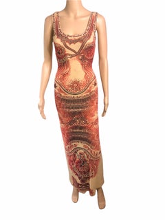 Jean Paul Gaultier Soleil Vintage Tattoo Bodycon Mesh Bolero Dress 2 Piece Set