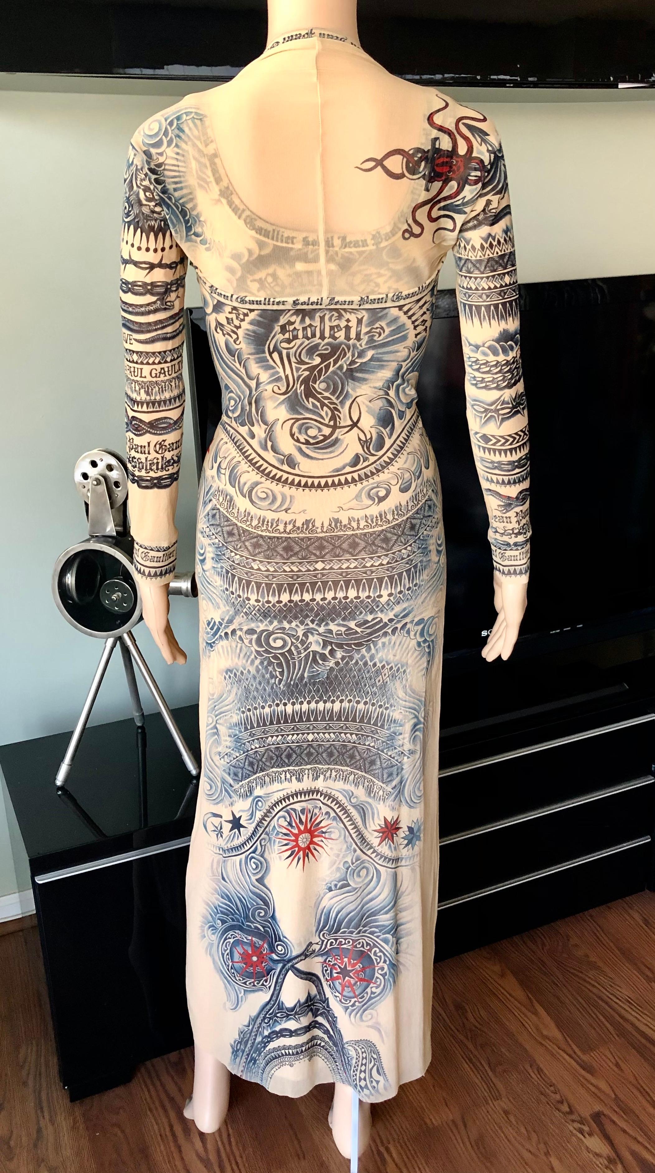 Jean Paul Gaultier Soleil Vintage Tattoo Bodycon Mesh Bolero Dress 2 Piece Set 1