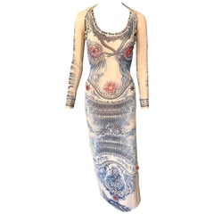 Jean Paul Gaultier Soleil Vintage Tattoo Bodycon Mesh Bolero Dress 2 Pieces Set