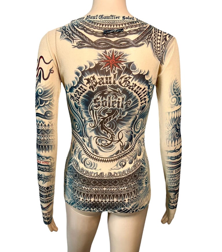 Jean-Paul Gaultier Homme Vintage Shiva Tattoo Print For Sale at 1stDibs