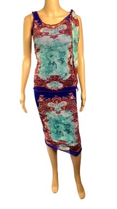 Jean Paul Gaultier Soleil S/S 2008 Unworn Logo 2 Part Top and Skirt 3 Piece Set