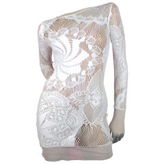 Jean Paul Gaultier Soleil White Sheer Dress with Mesh, Size S