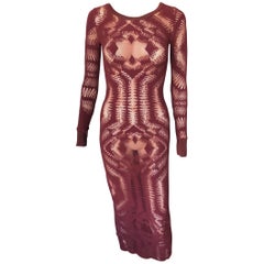 Jean Paul Gaultier Soleil Bodycon Semi-Sheer Mesh Knit Maxi Dress