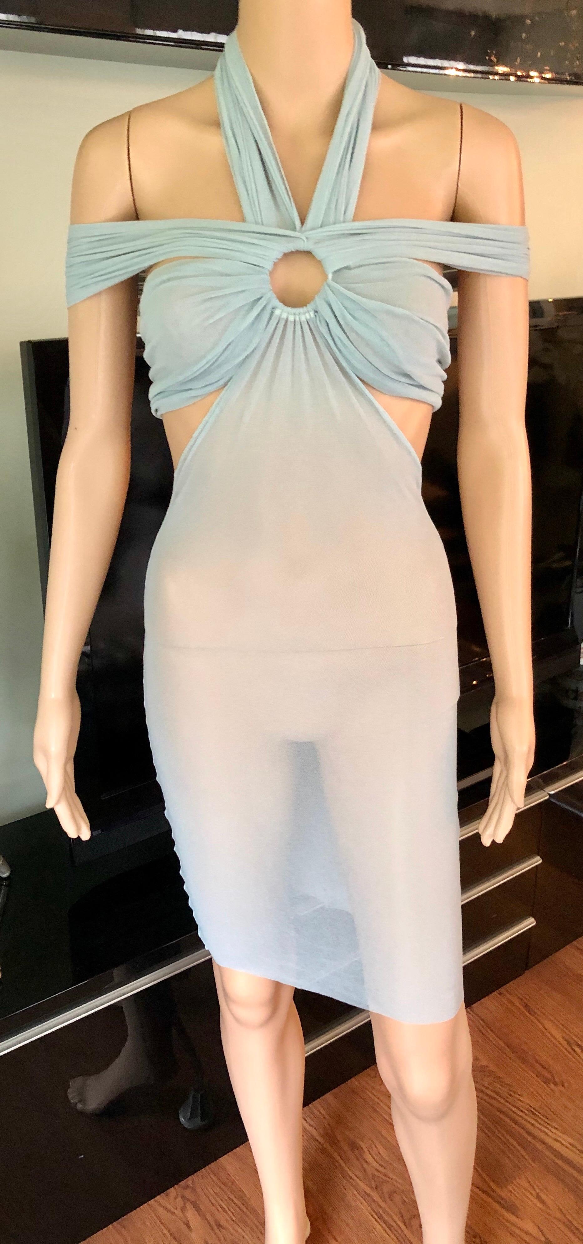 Jean Paul Gaultier Soleil Cutout Sheer Mesh Bodycon Dress Size Small