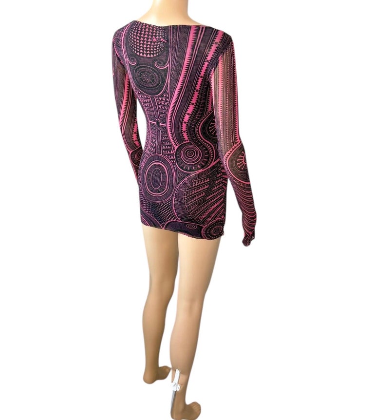 jean paul gaultier tattoo mini dress Jean Paul Gaultier Beige 'The Tattoo' Leather Minidress Jean Paul Gaultier