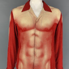 JEAN PAUL GAULTIER Spring 1996 Size L Red Beige Trompe l’œil Torso Print Shirt