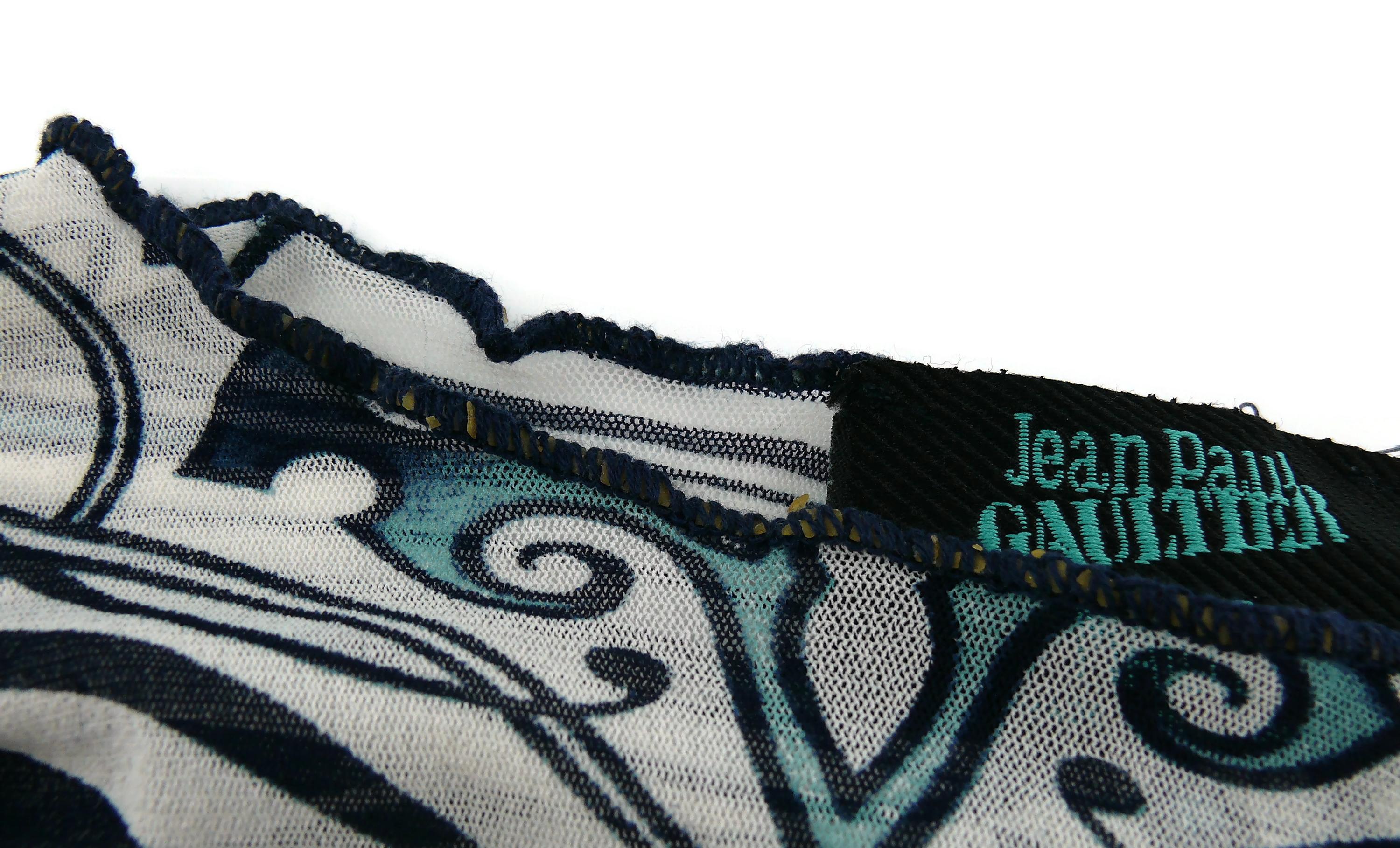 Jean Paul Gaultier Spring/Summer 1996 Iconic Tribal Tattoo Sheer Mesh Top Size S 2