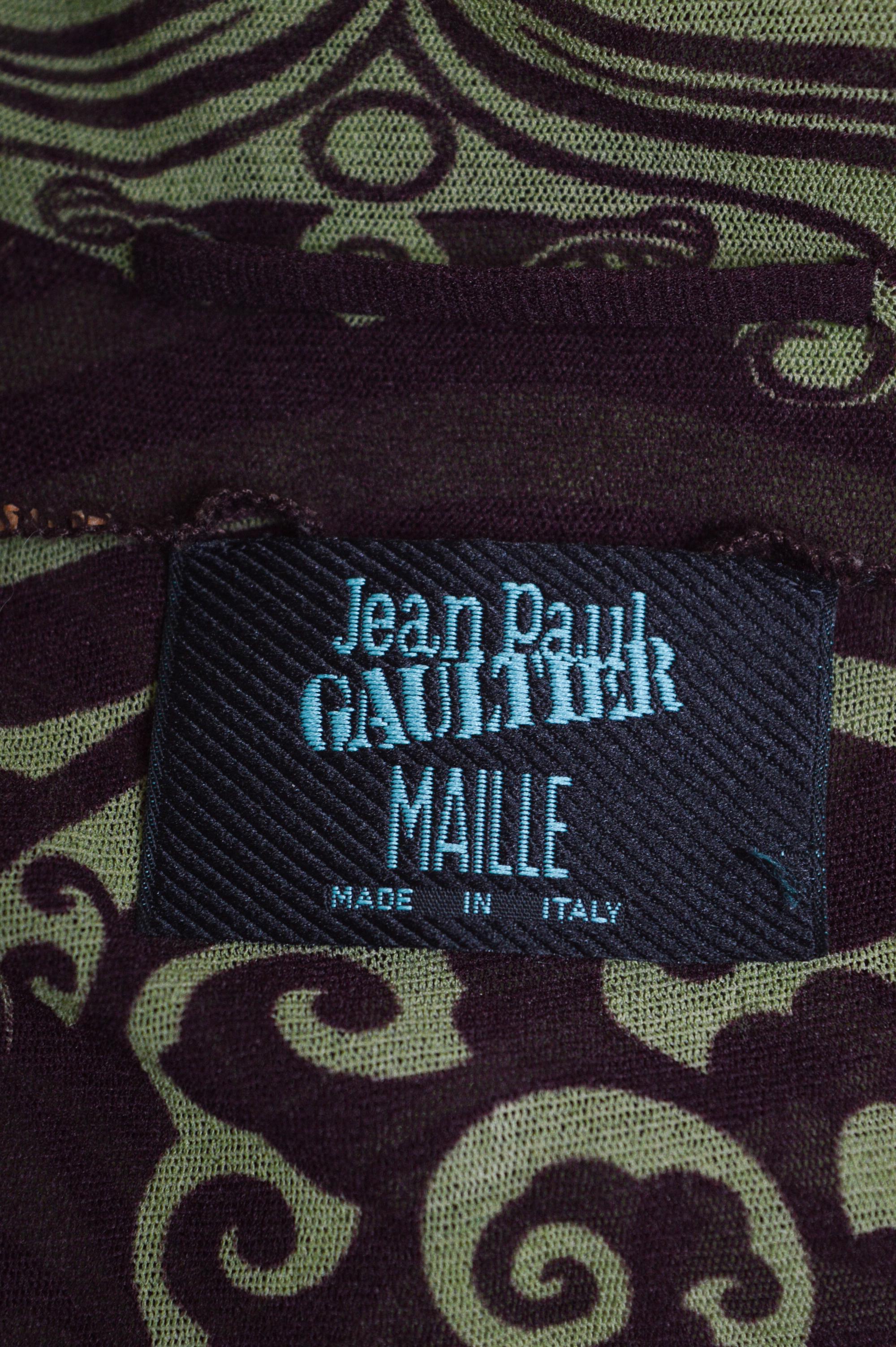 Jean Paul Gaultier Spring Summer 1996 Mesh Tribal Tattoo long sleeve Top T shirt For Sale 1