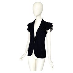 Jean Paul Gaultier Spring Summer 2007 Ruffle Cap Sleeves Black Jacket
